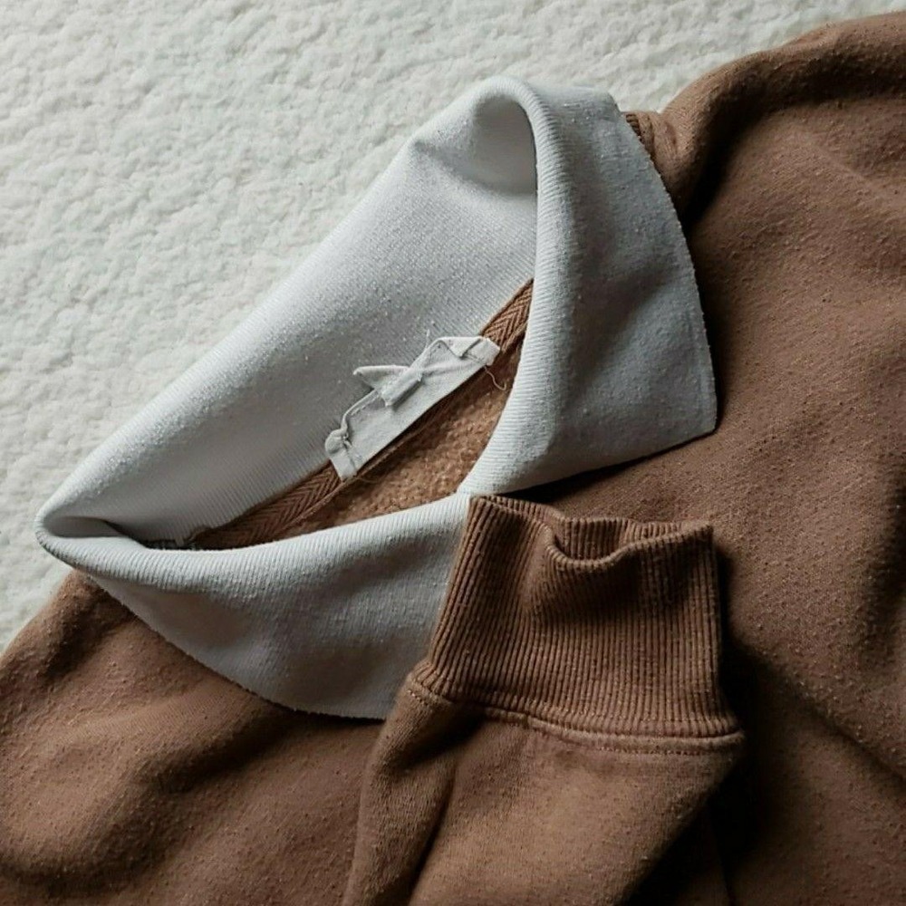 Hippie Rose Sweater Juniors S Brown Collared Fleece Long Sleeve Pullover